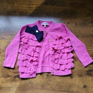Juicy Couture Button Down Sweater Ruffle Detail Pink Baby Girl Size 6/12 Month